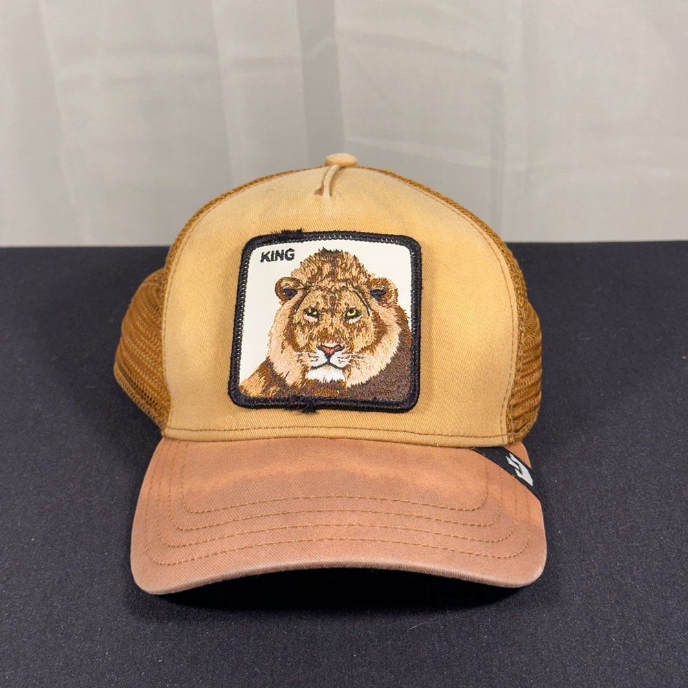 Goorin Bros Tan and Brown Lion Patch Trucker Hat